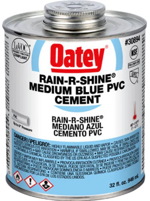 Oatey 30894 32 Oz Blue Rain-R-Shine® Medium PVC Cement