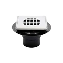 Oatey 42265 4.54 X 4.54 Stainless Steel Square Low Profile Snap-In Strainer With Ring Drain