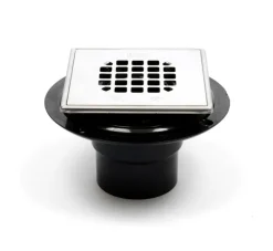 Oatey 42265 4.54 X 4.54 Stainless Steel Square Low Profile Snap-In Strainer With Ring Drain