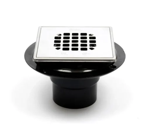 Oatey 42265 4.54 X 4.54 Stainless Steel Square Low Profile Snap-In Strainer With Ring Drain