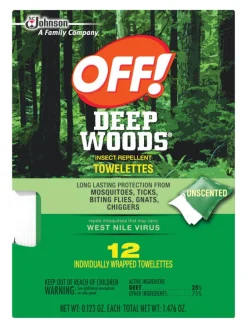 OFF Deep Woods Insect Repellent Towelettes For Mosquitoes 12 pk (Pack of 12)