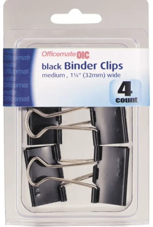 Officemate International 31086 5/8" Medium Black Binder Clips