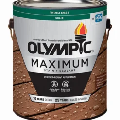 Olympic Maximum Solid Color Tintable Semi-Gloss White Base 2 Base 2 Acrylic Latex Stain and Sealant (Pack of 4)