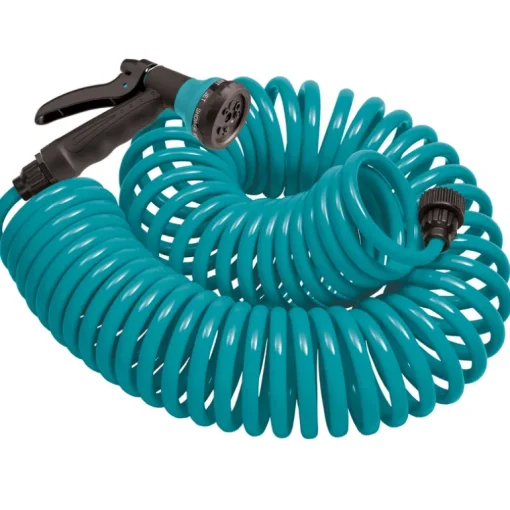 Orbit 27436 50' Blue Coil Hose With 8-Pattern Nozzle