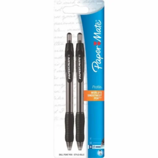 Papermate Profile Black Retractable Ball Point Pen 2 pk (Pack of 6)