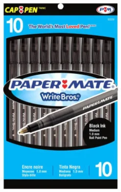 Papermate Write Bros Black Ball Point Pen 10 pk (Pack of 12)