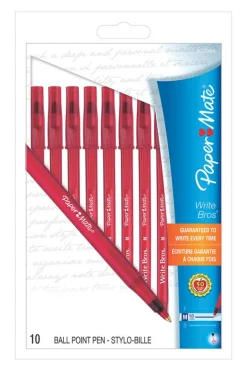 Papermate Write Bros Red Ball Point Pen 10 pk
