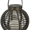 Paradise GL29353BR Brown Round Solar Flickering Rattan Basket Light