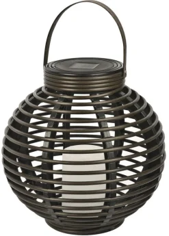 Paradise GL29353BR Brown Round Solar Flickering Rattan Basket Light