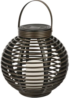 Paradise GL29353BR Brown Round Solar Flickering Rattan Basket Light