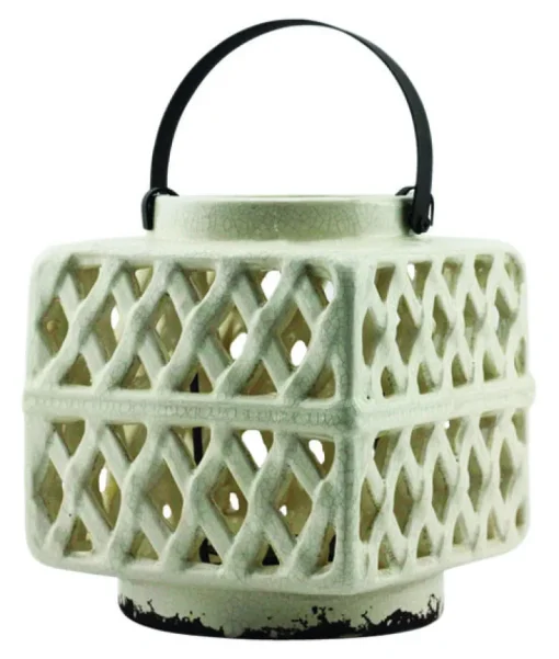 Patio Essentials 7.68 in. Ceramic Chinese Lantern Warm White (Pack of 2)