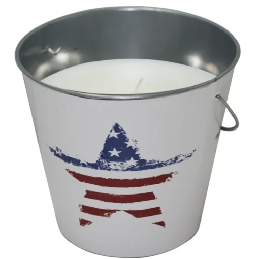 Patio Essentials U.S. Flag Candle Bucket For Mosquitoes/Other Flying Insects 18 oz. (Pack of 6)