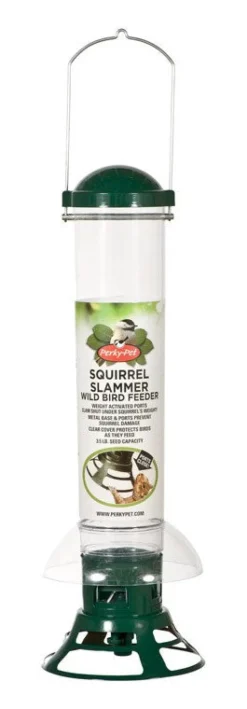 Perky-Pet Squirrel Slammer Wild Bird 3.5 lb. Metal/Plastic Bird Feeder 3 ports (Pack of 2)
