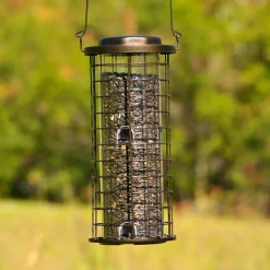 Perky-Pet Squirrel Stumper Wild Bird 3 lb Metal/Plastic Twist-Lock Lid Bird Feeder 8 ports