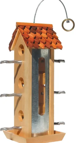 Perky-Pet Tin Jay Wild Bird 2 lb Wood Twig Bird Feeder 6 ports (Pack of 2)