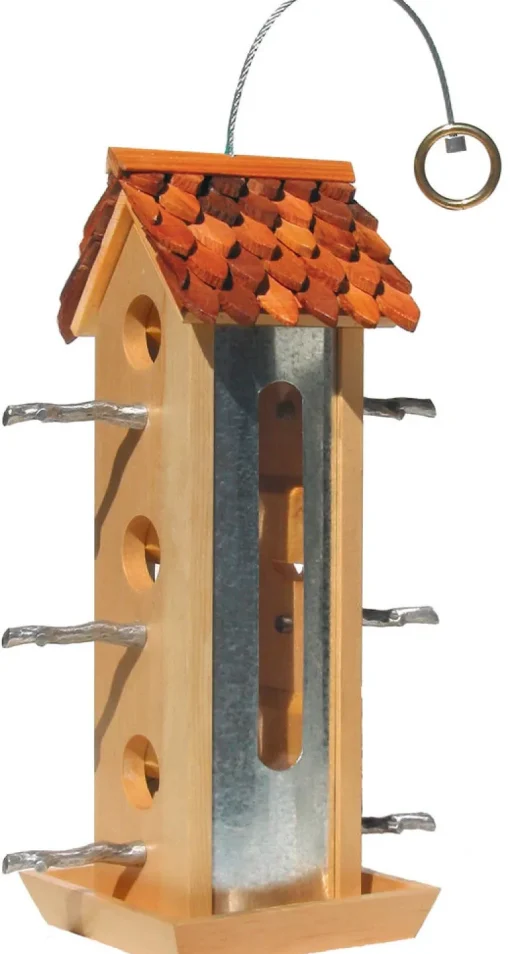 Perky-Pet Tin Jay Wild Bird 2 lb Wood Twig Bird Feeder 6 ports (Pack of 2)
