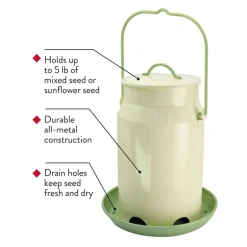 Perky-Pet Wild Bird 5 lb Metal Milk Pail Bird Feeder 5 ports