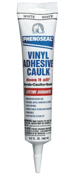 Phenoseal White Vinyl All Purpose Adhesive Caulk 5.5 oz