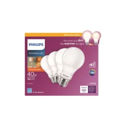 Philips A19 E26 (Medium) LED Bulb Soft White 40 Watt Equivalence 4 pk
