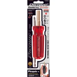 Picquic Sixpac Plus Assorted Colors Alloy Steel Multi-Bit Screwdriver 6 L in. with Plastic Handle