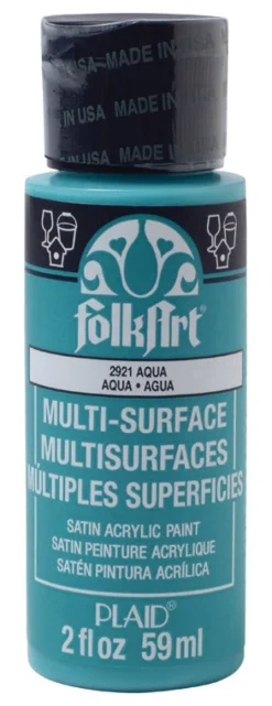 Plaid FolkArt Satin Aqua Hobby Paint 2 oz. (Pack of 3)