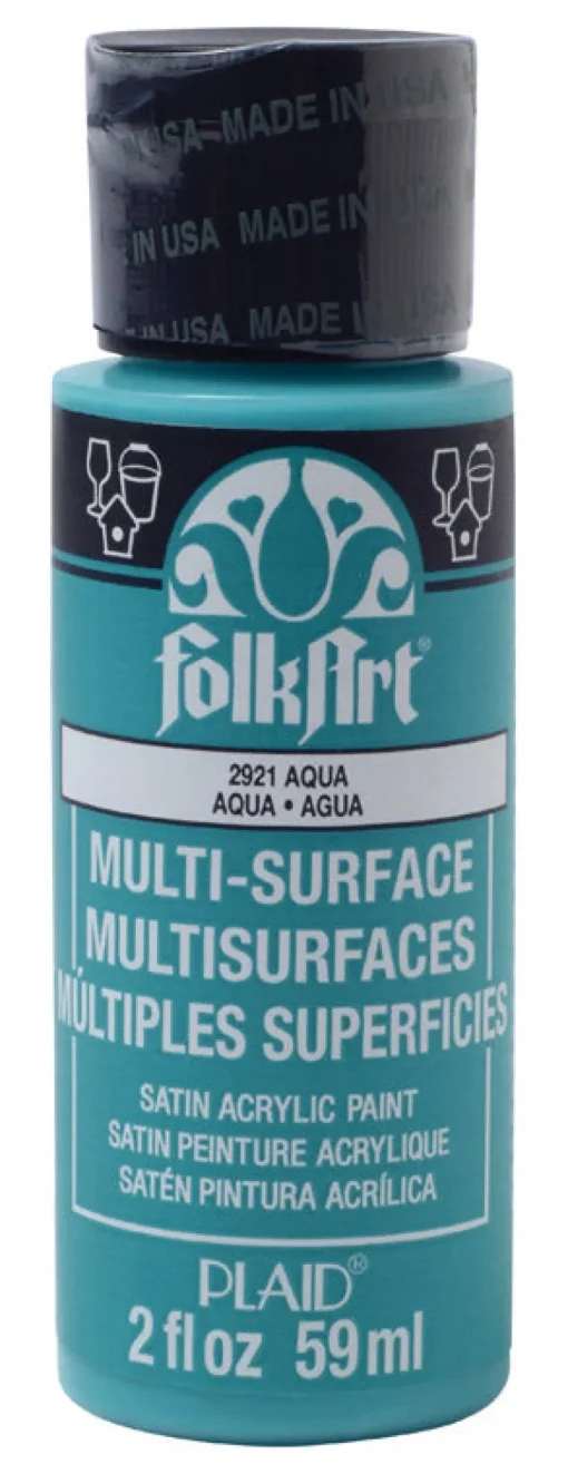 Plaid FolkArt Satin Aqua Hobby Paint 2 oz. (Pack of 3)