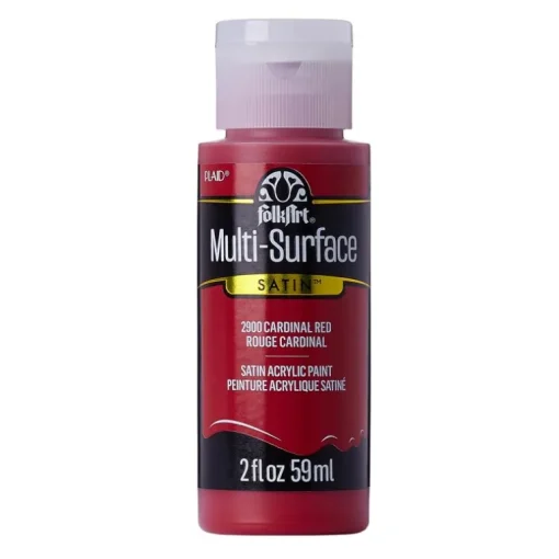 Plaid FolkArt Satin Cardinal Red Hobby Paint 2 oz. (Pack of 3)