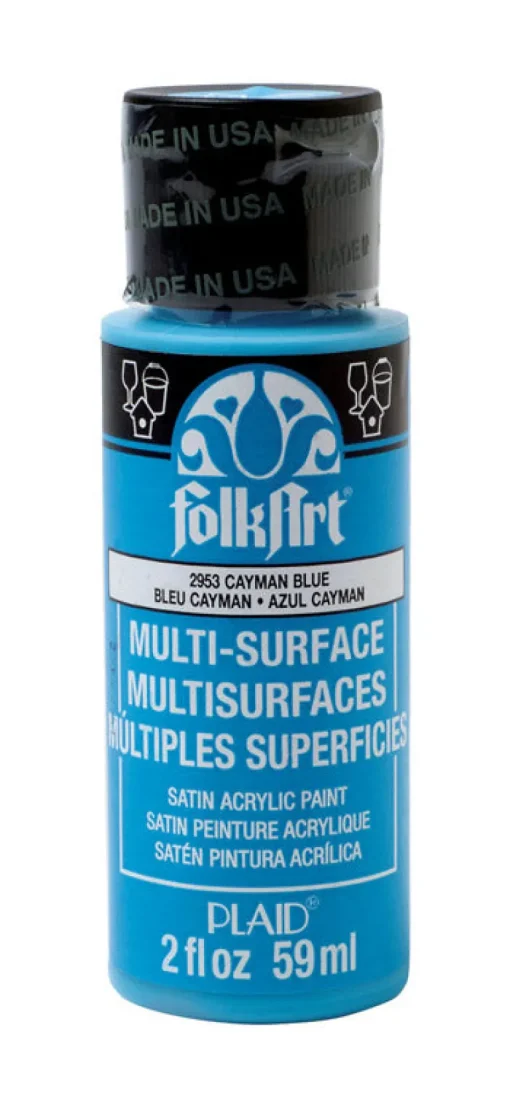 Plaid FolkArt Satin Cayman Blue Hobby Paint 2 oz. (Pack of 3)