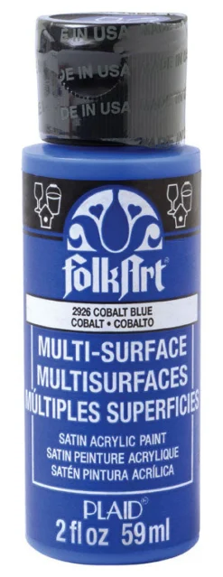 Plaid FolkArt Satin Cobalt Blue Hobby Paint 2 oz. (Pack of 3)