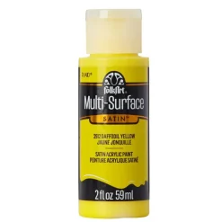 Plaid FolkArt Satin Daffodil Yellow Hobby Paint 2 oz. (Pack of 3)
