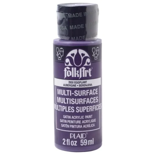 Plaid FolkArt Satin Eggplant Hobby Paint 2 oz. (Pack of 3)