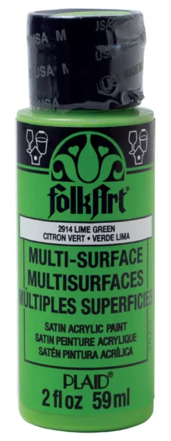 Plaid FolkArt Satin Lime Green Hobby Paint 2 oz. (Pack of 3)