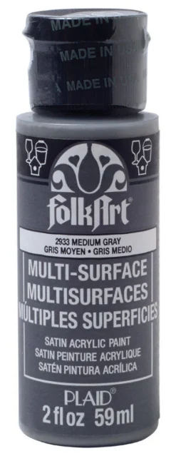 Plaid FolkArt Satin Medium Gray Hobby Paint 2 oz. (Pack of 3)