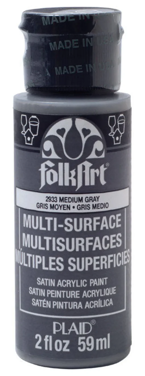 Plaid FolkArt Satin Medium Gray Hobby Paint 2 oz. (Pack of 3)