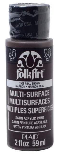 Plaid FolkArt Satin Real Brown Hobby Paint 2 oz. (Pack of 3)