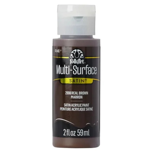 Plaid FolkArt Satin Real Brown Hobby Paint 2 oz. (Pack of 3)