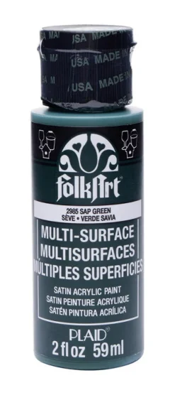 Plaid FolkArt Satin Sap Green Hobby Paint 2 oz. (Pack of 3)