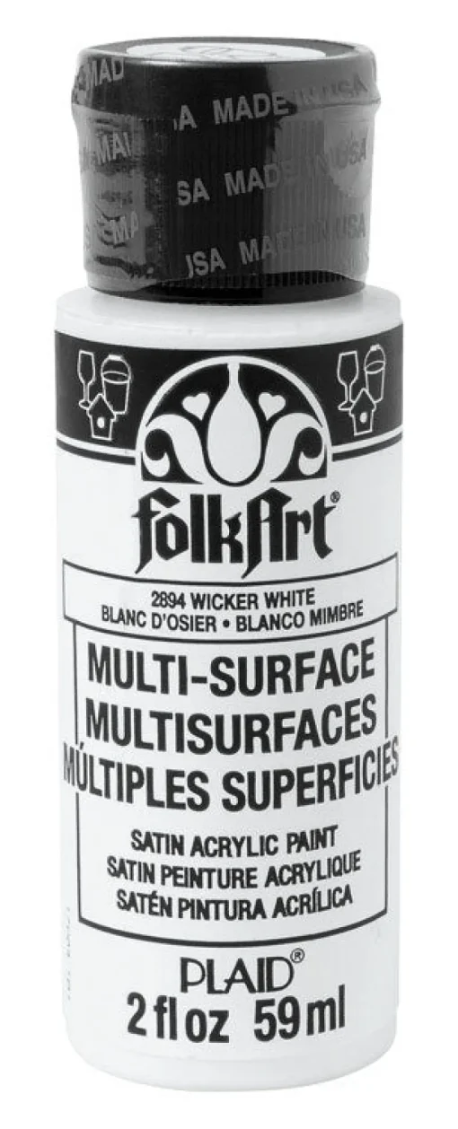 Plaid FolkArt Satin Wicker White Hobby Paint 2 oz. (Pack of 3)
