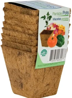 Planters Pride 3289 3 Square Fiber Grow Coconut Coir Plantable Pots 8 Count