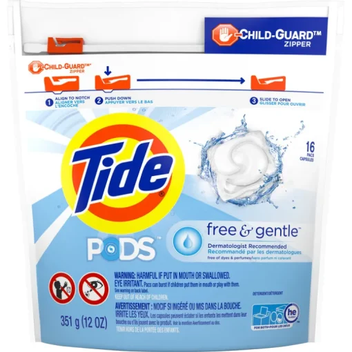 Pods HE Laundry Detergent, Free & Gentle, 16-Ct.