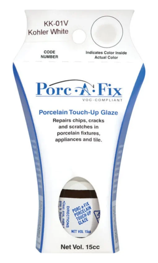 Porc-A-Fix Kohler White Low VOC Porcelain Sheen Touch-Up Glaze 15 cc Capacity