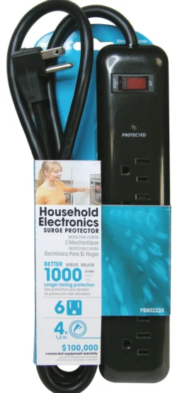 Prime 4 ft. L 6 outlets Surge Protector Black 1000 J