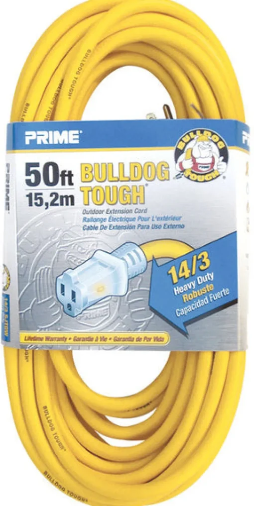 Prime Bulldog Tough Outdoor 50 ft. L Yellow Extension Cord 14/3 SJTOW