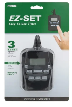 Prime EZ-SET Black Outdoor Programmable Digital Timer 6 in. Cord 15A 120V