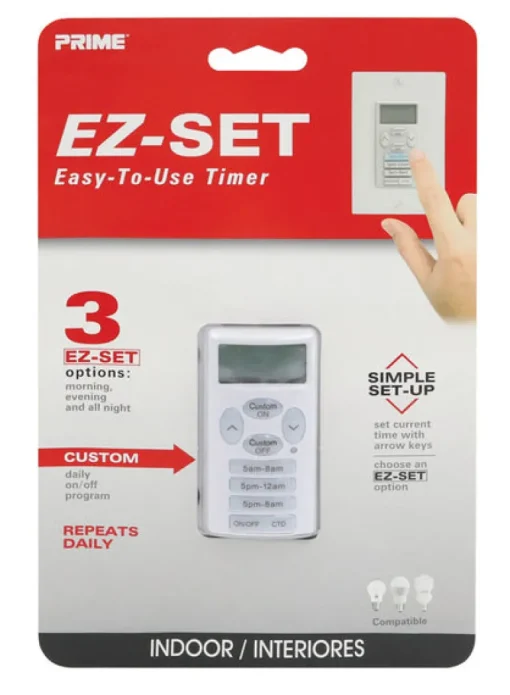 Prime EZ-SET Indoor Digital In Wall Timer 125 V White