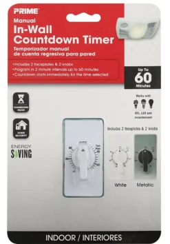Prime EZ-SET Indoor In Wall Countdown Timer 125 V White