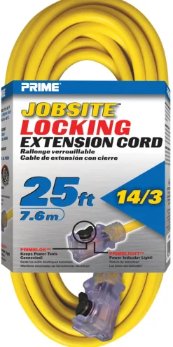 Prime Jobsite Outdoor 25 ft. L Yellow Extension Cord 14/3 SJTW