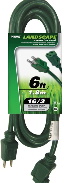 Prime Outdoor 6 ft. L Green Extension Cord 16/3 SJTW