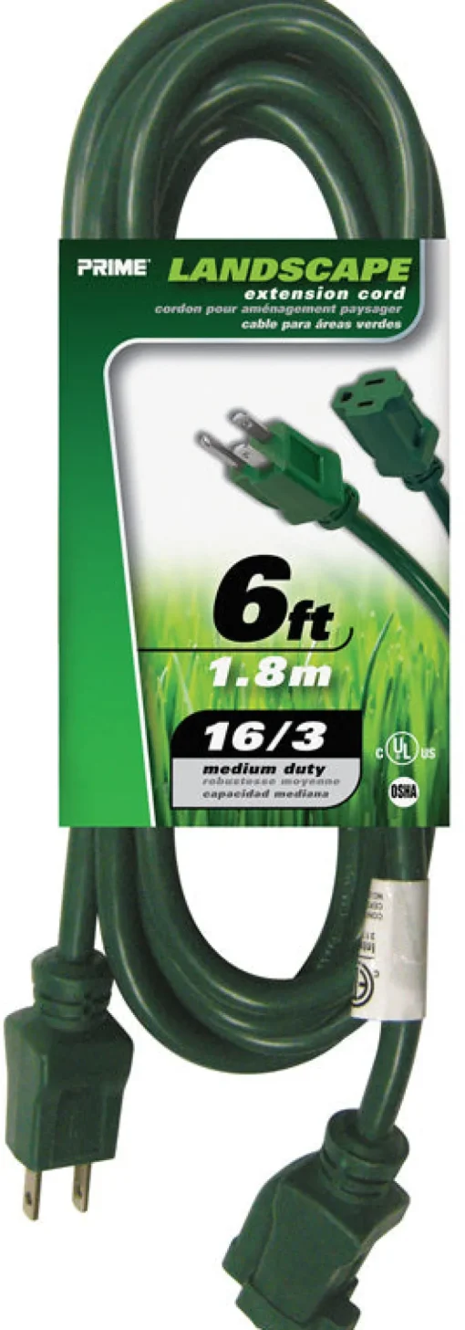 Prime Outdoor 6 ft. L Green Extension Cord 16/3 SJTW
