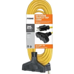 Prime Outdoor 25 ft. L Yellow Extension Cord 14/3 SJTW